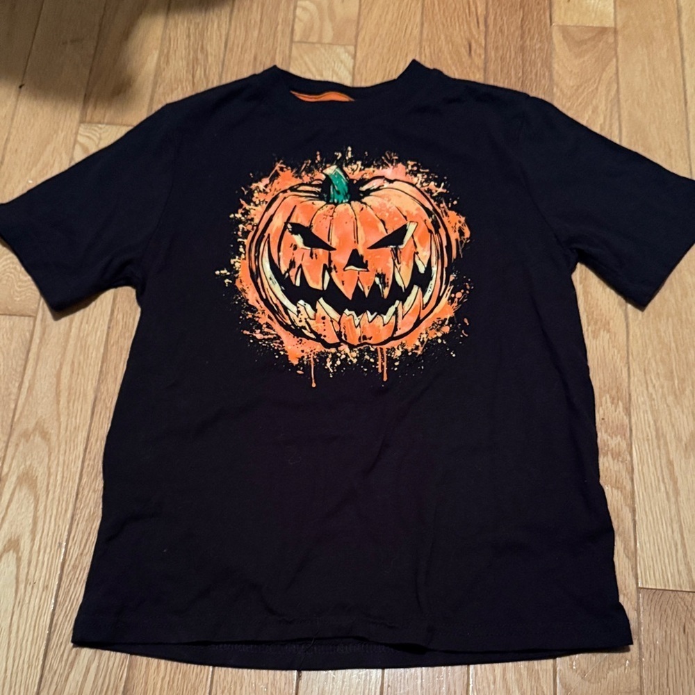 Kids Halloween Pumpkin Graphic T-Shirt - Black and Orange